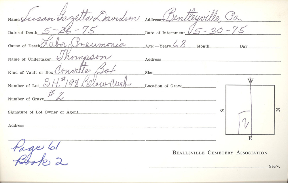 burial card